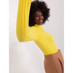 Yellow ribbed viscose sweater