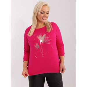 Fuchsia women's blouse plus size with print