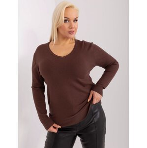 Brown classic plus size viscose sweater