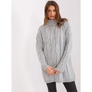 Gray knitted turtleneck dress