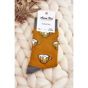 Men's Patterned Socks Beer Yellow and Grey