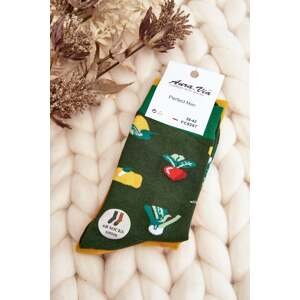 Men's mismatched socks, vegetable green and yellow