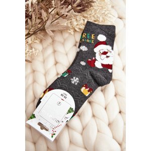 Women's Socks With Santa Claus Grey