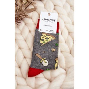 Men's socks with pizza patterns grey