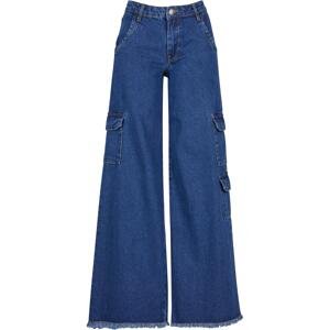Women's Cargo Jeans with Medium Waist - Blue