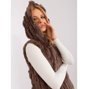 Brown fur vest with zipper