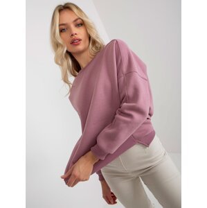 Basic Dusty Pink Cotton Loose-fitting Sweatshirt