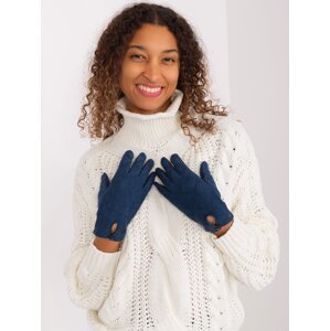 Dark blue gloves with geometric patterns