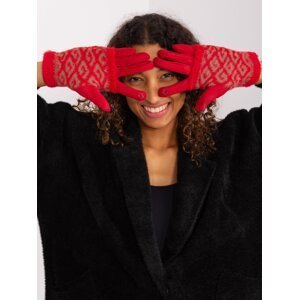 Red touch gloves with overlay