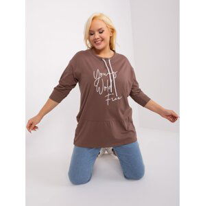 Brown loose plus size blouse with buttons