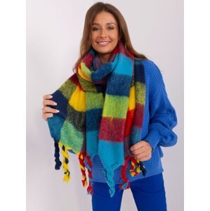 Navy blue and yellow wide women's scarf
