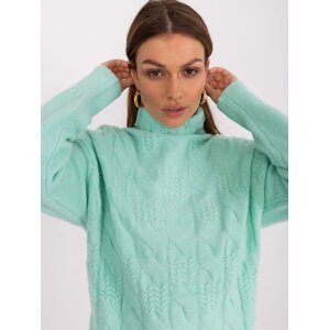 Mint knitted turtleneck sweater