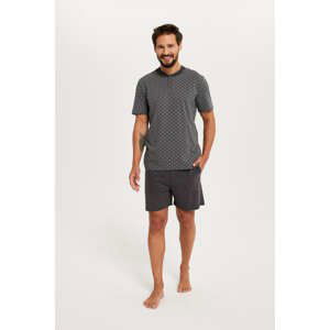 Men's Balmer pyjamas, short sleeves, short legs - print/graphite