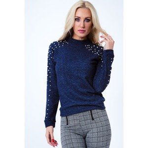 Turtleneck with dark blue pearls