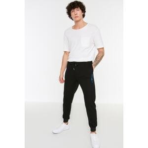 Trendyol Men's Black Regular/Normal Fit Text Printed Elastic Lace Up Sweatpants