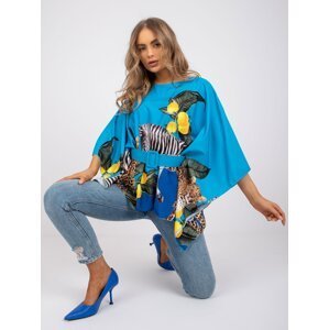 Blue blouse of one size with belt