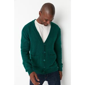 Trendyol Emerald Green Men's Slim Fit Knitwear Cardigan with Pocket