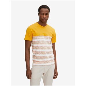Pánske pruhované tričko s bielo-oranžovou farbou Tom Tailor - pánske