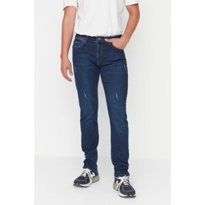 Trendyol Men's Blue Flexible Fabric Scratched Destroyed Slim Fit Jeans Jeans