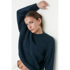 Trendyol Blue Wide Fit mäkký textúrovaný základný pletený sveter