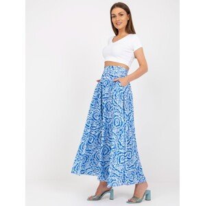 RUE PARIS flared white-blue maxi skirt