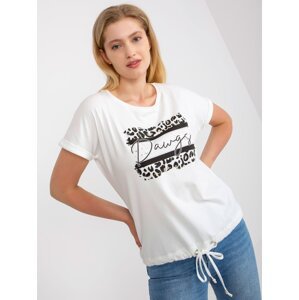 White cotton T-shirt of a larger size with a round neckline