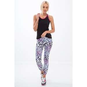 White sports leggings with leopard pattern