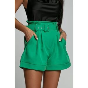 Women's shorts with high waist and green belt