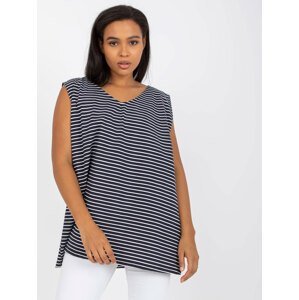 Navy and white cotton top larger size