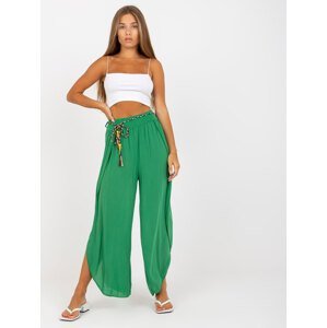 Green wide trousers in high-waisted fabric by OCH BELLA