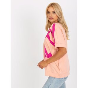 Peach and pink loose blouse with print