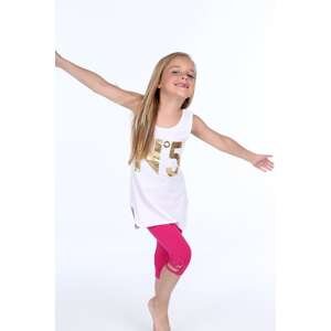 Girls' white T-shirt with straps