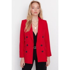 Trendyol Red Woven Lined Double Breasted Closeup Blazer Jacket
