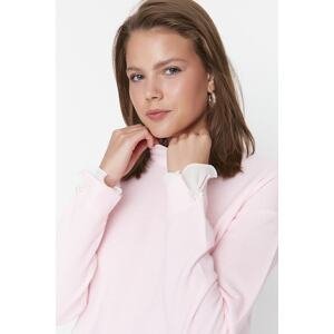 Trendyol ružový rukáv perleťový detailný pletený sveter