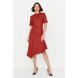 Trendyol červené pásové asymetrické tkané šaty
