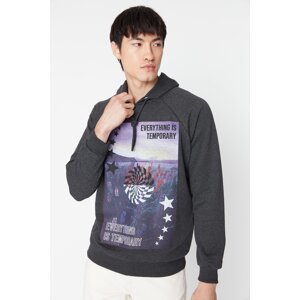 Trendyol Anthracite Men's Oversize/Wide-Cut Hoodie Sweatshirt