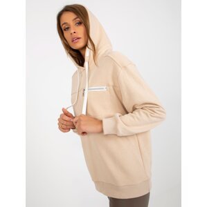Light beige hoodie with drawstrings