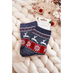 Women's Christmas socks shiny navy blue