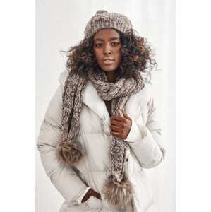 Winter set - dark brown cap with scarf