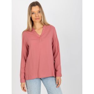 Dusty pink plain blouse with SUBLEVEL neckline