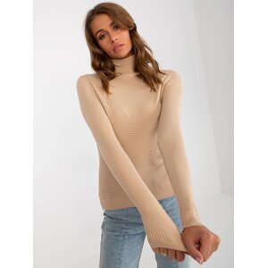 Lady's camel sweater with turtleneck