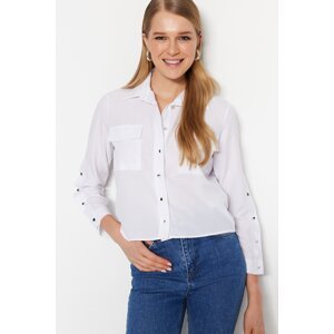 Trendyol Weave Ecru Shirt with Button Detailed Double Pocket