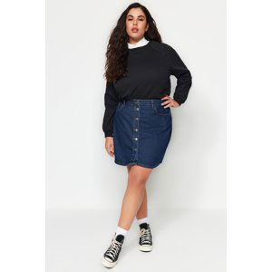 Trendyol Curve Dark Blue Front Buttoned Denim Skirt