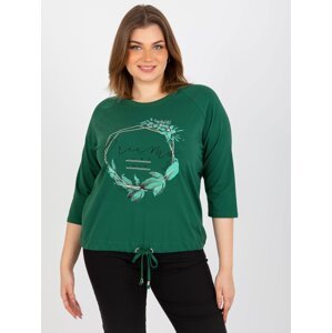 Women's Plus Size T-Shirt with 3/4 Raglan Sleeves - Green