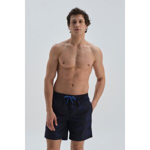 Dagi Navy Blue Micro Medium Sailing Patterned Swim Shorts