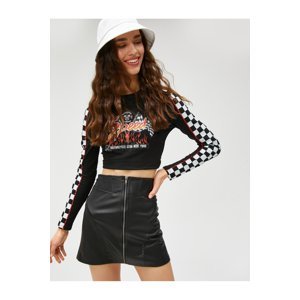 Koton Mini Skirt, Leather Look, Zip Detail