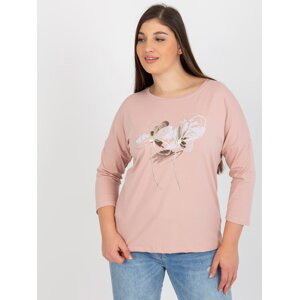 Light pink blouse plus size with glossy print