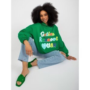 Women's green oversize sweatshirt with print