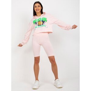 Light pink casual set with sweatshirt and cycling shoes