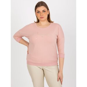 Excessive light pink blouse with print and 3/4 sleeves